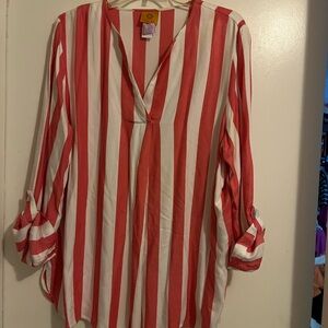 Red and White Striped Women's Top